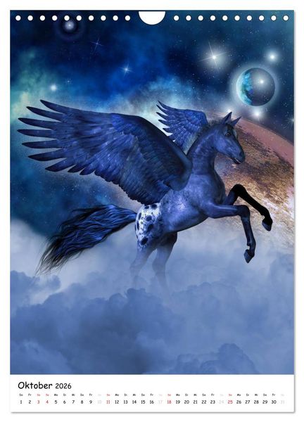 Produktbild: Einhorn und Pegasus (Wandkalender 2026 DIN A4 hoch), CALVENDO Monatskalender
