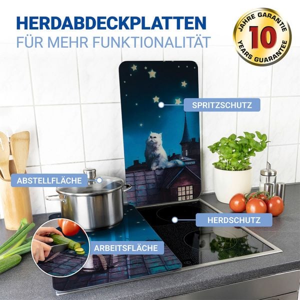 Produktbild: Herdabdeckplatte Universal Mod. Moon Cat, 2er Set, f&uuml;r alle Herdarten geeignet