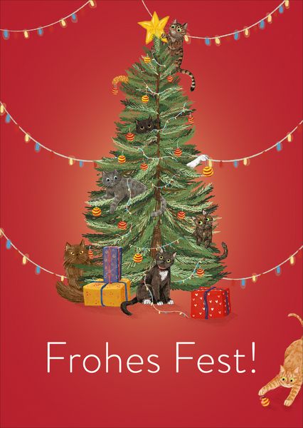 Produktbild: Postkarten Katzen Frohes Fest (VE10)