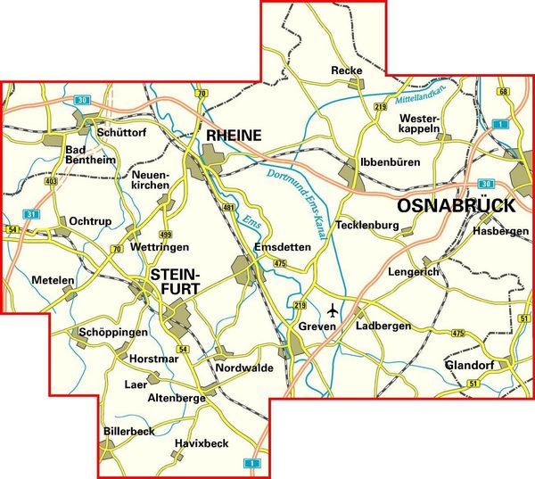 Produktbild: BVA Radwanderkarte Kreis Steinfurt mit Knotenpunkten 1:50.000