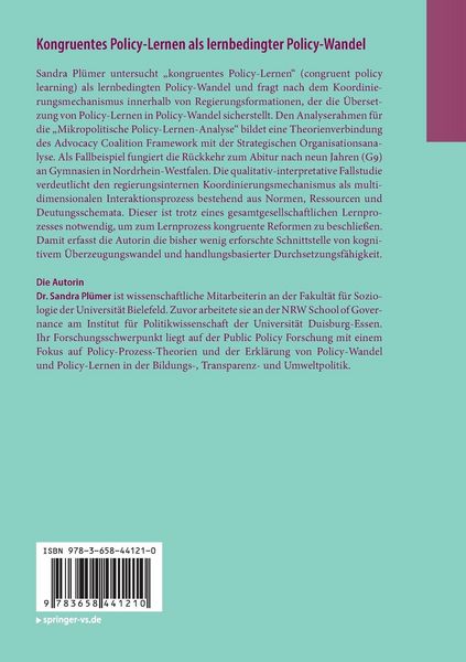 Produktbild: Kongruentes Policy-Lernen als lernbedingter Policy-Wandel