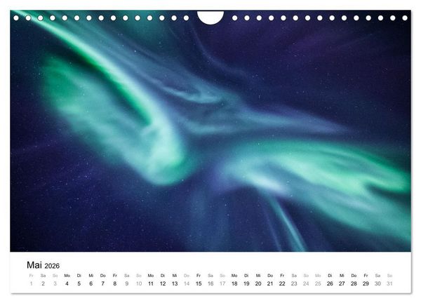 Produktbild: Nordlichter - Farbenspiel am arktischen Nachthimmel (Wandkalender 2026 DIN A4 quer), CALVENDO Monatskalender