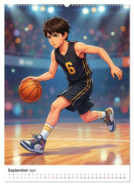 Produktbild: Level Up &ndash; Basketballhelden (Wandkalender 2027 DIN A2 hoch), CALVENDO Monatskalender