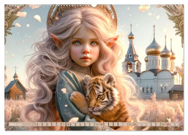 Produktbild: Elfenkinder und ihre Freunde - Magie und Natur im Einklang (Wandkalender 2026 DIN A2 quer), CALVENDO Monatskalender