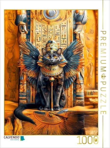 Produktbild: CALVENDO Puzzle Tutankmia Katze in g&ouml;ttlicher Eleganz im Stile der Pharaonen | 1000 Teile Lege-Gr&ouml;&szlig;e 64x48cm Foto-Puzzle f&uuml;r gl&uuml;ckliche Stunden