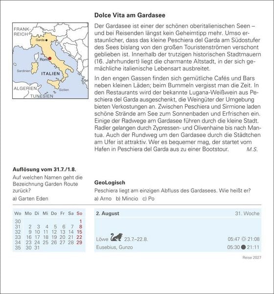 Produktbild: Reise Tagesabrei&szlig;kalender 2027 - Kulturkalender - St&auml;dte, Menschen, Landschaften