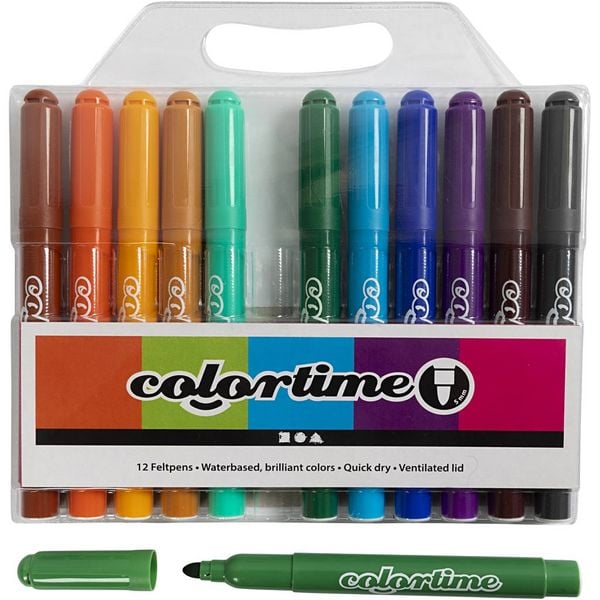 Produktbild: Creativ Company Colortime Marker, Strichst&auml;rke 5 mm, Zus&auml;tzliche Farben, 12 Stk