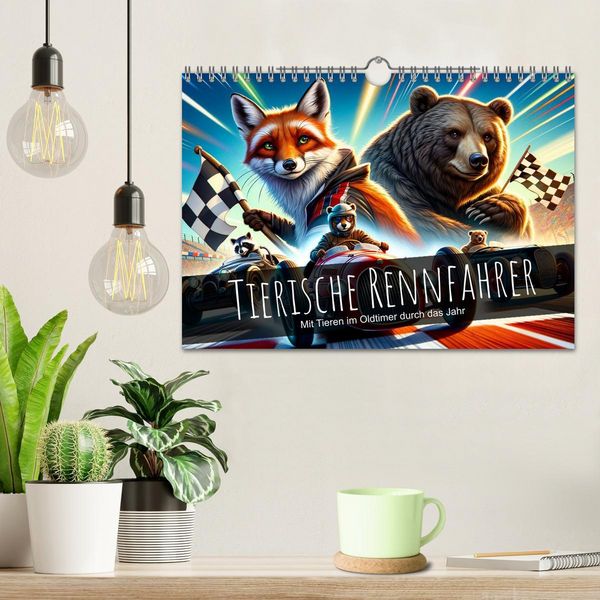 Produktbild: Tierische Rennfahrer - Mit Tieren im Oldtimer durch das Jahr (Wandkalender 2026 DIN A4 quer), CALVENDO Monatskalender