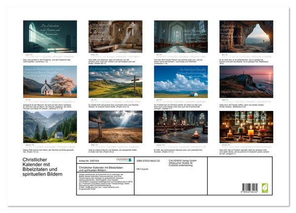 Produktbild: Christlicher Kalender mit Bibelzitaten und spirituellen Bildern (Wandkalender 2026 DIN A2 quer), CALVENDO Monatskalender