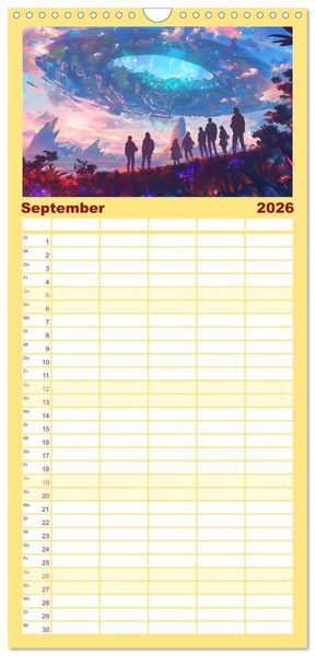 Produktbild: Familienplaner 2026 - Die Zukunft wird richtig cool mit 5 Spalten (Wandkalender, 21 x 45 cm) CALVENDO