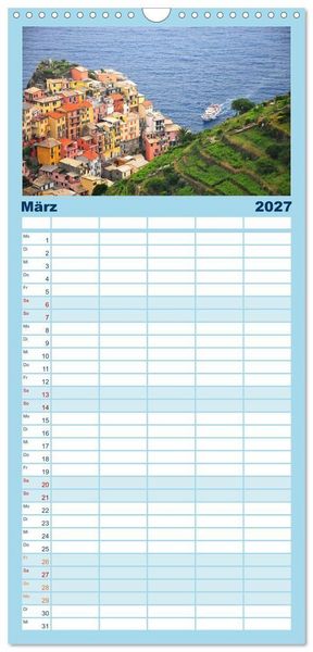 Produktbild: Familienplaner 2027 - Cinque Terre - die bunten D&ouml;rfer Liguriens mit 5 Spalten (Wandkalender, 21 x 45 cm) CALVENDO