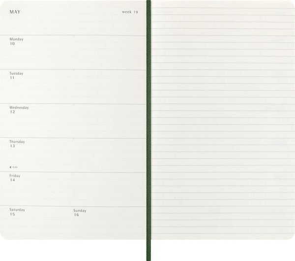 Produktbild: Moleskine 12 Monate Wochen Notizkalender 2027, Large/A5, 1 Wo = 1 Seite, rechts linierte Seite, Weicher Einband, Myrtengr&uuml;n