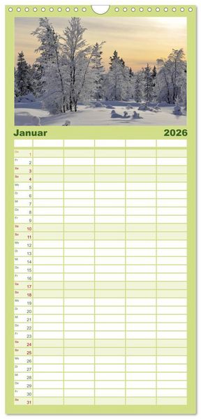 Produktbild: Familienplaner 2026 - SKANDINAVIEN mit 5 Spalten (Wandkalender, 21 x 45 cm) CALVENDO