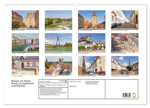 Produktbild: Speyer am Rhein. Rund um Kaiserdom und Altp&ouml;rtel (Wandkalender 2026 DIN A2 quer), CALVENDO Monatskalender