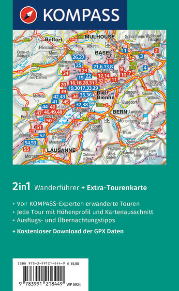 Produktbild: KOMPASS Wanderf&uuml;hrer Schweizer Jura, 55 Touren