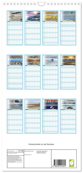 Produktbild: Familienplaner 2026 - K&uuml;stenstreifen an der Nordsee mit 5 Spalten (Wandkalender, 21 x 45 cm) CALVENDO