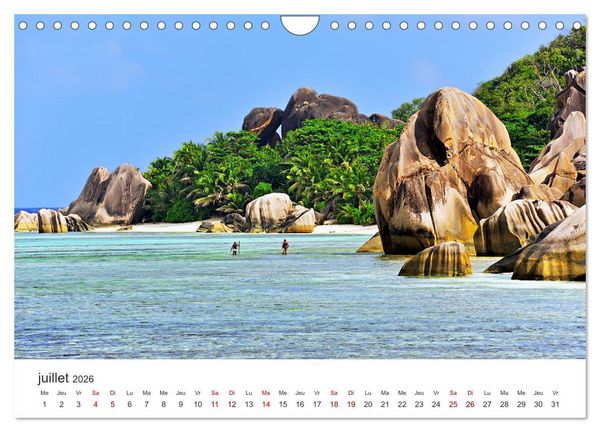 Produktbild: Plages de r&ecirc;ve Seychelles (Calendrier mural 2026 DIN A4 vertical), CALVENDO calendrier mensuel