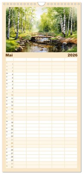 Produktbild: Familienplaner 2026 - Br&uuml;ckenromantik mit 5 Spalten (Wandkalender, 21 x 45 cm) CALVENDO