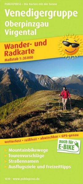 Produktbild: Publicpress Rad- und Wanderkarte Venedigergruppe, Oberpinzgau, Virgental 1:35.000