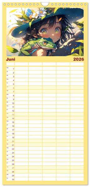 Produktbild: Familienplaner 2026 - Manga Tierliebe mit 5 Spalten (Wandkalender, 21 x 45 cm) CALVENDO