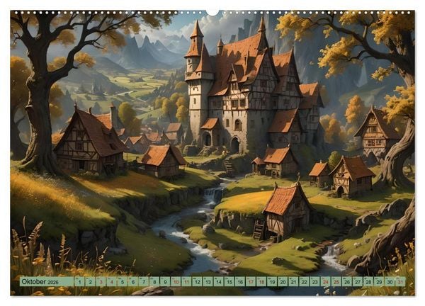 Produktbild: Mittelalterliche St&auml;dte und Burgen (hochwertiger Premium Wandkalender 2026 DIN A2 quer), Kunstdruck in Hochglanz