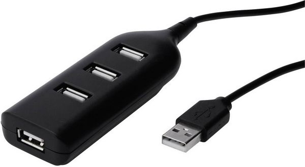 Produktbild: Digitus AB-50001-1 USB-Hub 4 Port USB-A USB 2.0 480 MBit/s Schwarz AB-50001-1