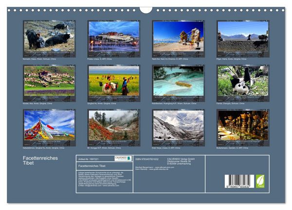 Produktbild: Facettenreiches Tibet (Wandkalender 2026 DIN A3 quer), CALVENDO Monatskalender