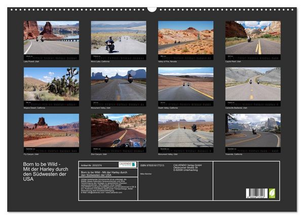 Produktbild: Born to be Wild - Mit der Harley durch den S&uuml;dwesten der USA (Wandkalender 2026 DIN A2 quer), CALVENDO Monatskalender