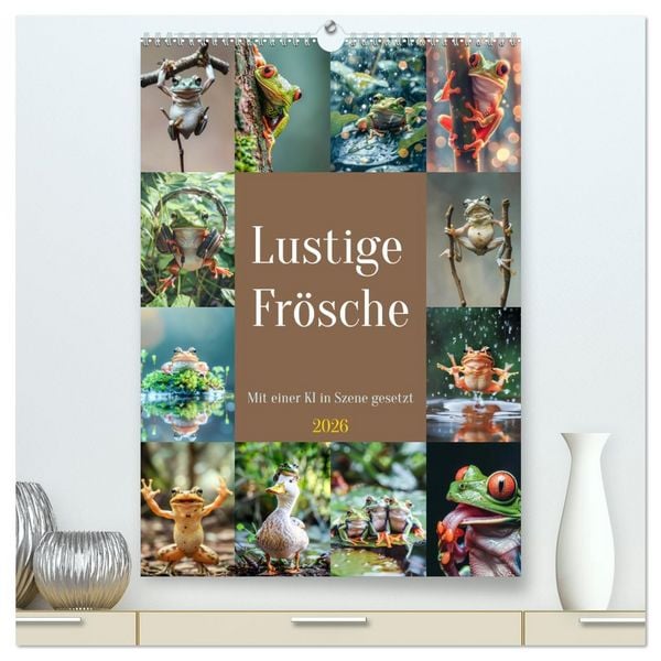 Lustige Frösche (hochwertiger Premium Wandkalender 2026 DIN A2 hoch), Kunstdruck in Hochglanz