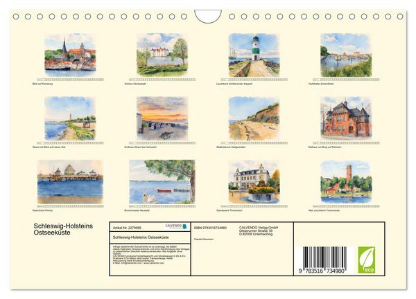 Produktbild: Schleswig-Holsteins Ostseek&uuml;ste (Wandkalender 2026 DIN A4 quer), CALVENDO Monatskalender
