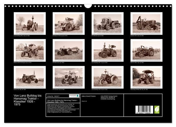 Produktbild: Von Lanz Bulldog bis Hanomag Traktor - Klassiker 1926 - 1975 (Wandkalender 2026 DIN A3 quer), CALVENDO Monatskalender