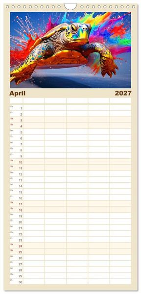 Produktbild: Familienplaner 2027 - Farbsplash in der Tierwelt mit 5 Spalten (Wandkalender, 21 x 45 cm) CALVENDO