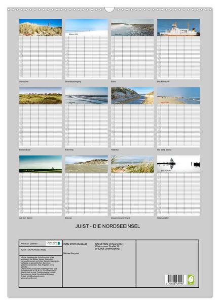 Produktbild: JUIST - DIE NORDSEEINSEL (Wandkalender 2026 DIN A2 hoch), CALVENDO Monatskalender