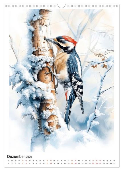 Produktbild: V&ouml;gel - gefiederte Freunde in Wald und Feld (Wandkalender 2026 DIN A3 hoch), CALVENDO Monatskalender