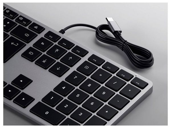 Produktbild: Satechi Slim W3 Kabelgebunden Tastatur Deutsch, QWERTZ Anthrazit Multimediatasten, mit numerischer Tastatur, Beleuchtet