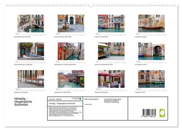 Produktbild: Venedig - Verg&auml;ngliche Sch&ouml;nheit (hochwertiger Premium Wandkalender 2026 DIN A2 quer), Kunstdruck in Hochglanz
