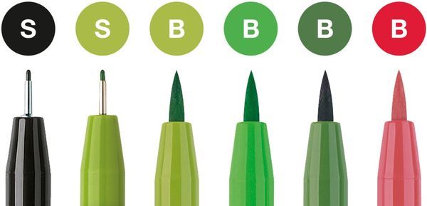 Produktbild: Faber-Castell Tuschestifte Pitt Artist Pens Hand Lettering, Gr&uuml;nt&ouml;ne, 6er Etui