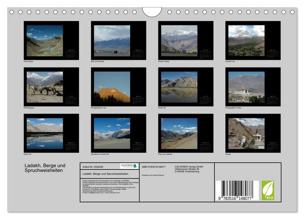 Produktbild: Ladakh, Berge und Spruchweisheiten (Wandkalender 2026 DIN A4 quer), CALVENDO Monatskalender