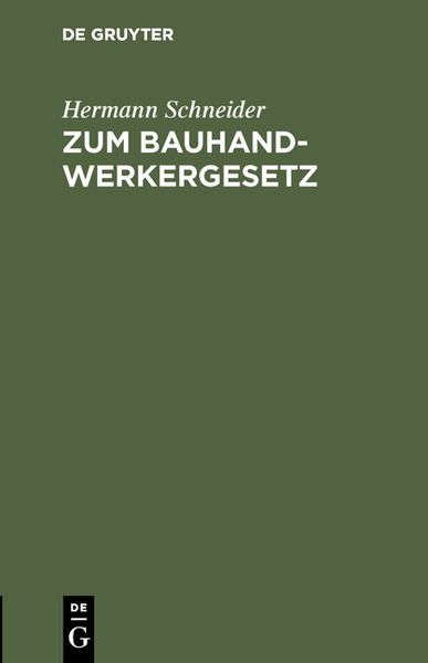 Produktbild: Zum Bauhandwerkergesetz