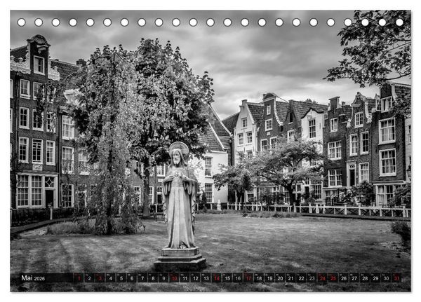 Produktbild: AMSTERDAM Stadtherz in Monochrom (Tischkalender 2026 DIN A5 quer), CALVENDO Monatskalender