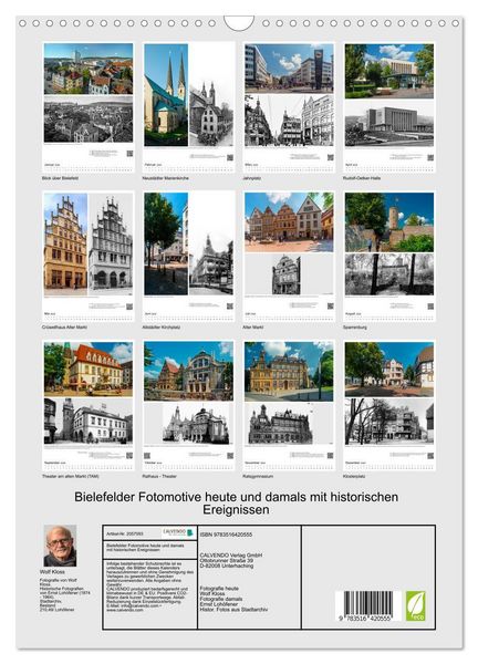Produktbild: Bielefelder Fotomotive heute und damals mit historischen Ereignissen (Wandkalender 2026 DIN A3 hoch), CALVENDO Monatskalender