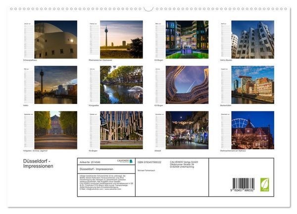 Produktbild: D&uuml;sseldorf - Impressionen (hochwertiger Premium Wandkalender 2026 DIN A2 quer), Kunstdruck in Hochglanz
