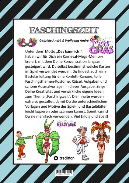Produktbild: Craftbook - Bastelvorlage - Spiel - Karneval Mega Memory - Faschingsmotive - R&auml;tsel - Aufgaben - Ausmalvorlagen