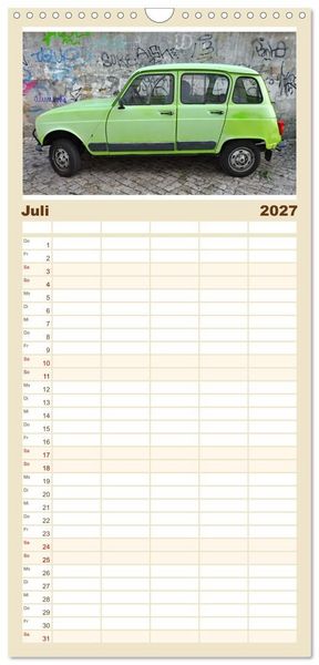 Produktbild: Familienplaner 2027 - Kultauto aus Frankreich - Renault 4 mit 5 Spalten (Wandkalender, 21 x 45 cm) CALVENDO