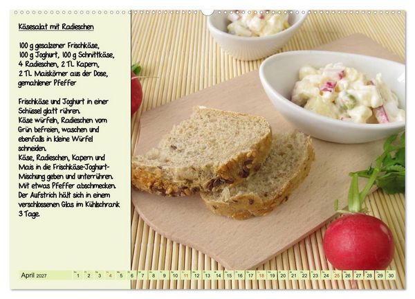 Produktbild: Leckere Aufstriche - Ein Kalender mit Rezepten (Wandkalender 2027 DIN A2 quer), CALVENDO Monatskalender