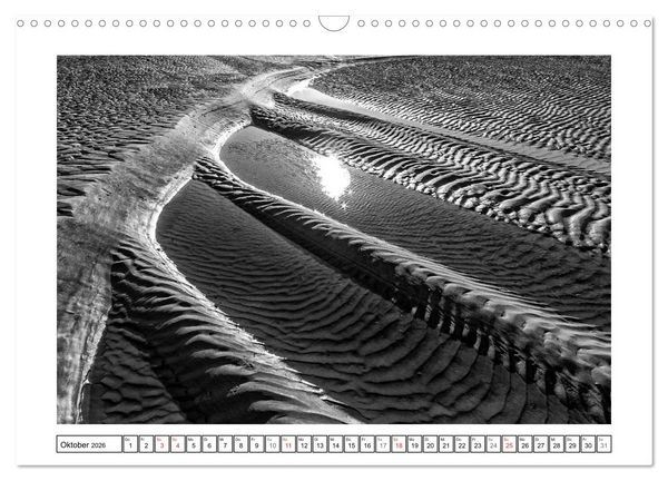 Produktbild: Am Strand von St. Peter-Ording SCHWARZ-WEISS (Wandkalender 2026 DIN A3 quer), CALVENDO Monatskalender