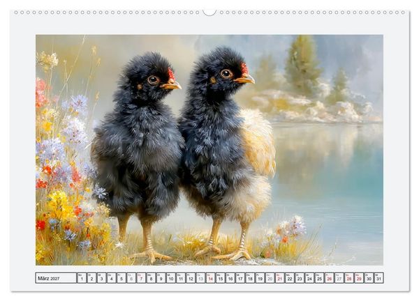 Produktbild: H&uuml;hner und K&uuml;ken. Fluffige Freunde (Wandkalender 2027 DIN A2 quer), CALVENDO Monatskalender