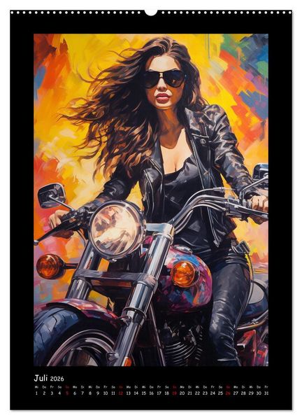 Produktbild: Heavy Metal-Queens. Wilde Rock- und Metal-Girl Paintings (hochwertiger Premium Wandkalender 2026 DIN A2 hoch), Kunstdruck in Hochglanz