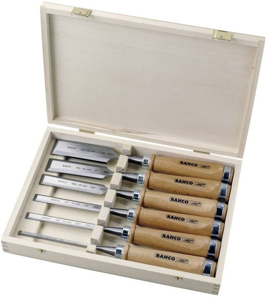 Bahco Stechbeitel-Satz, 6-Tlg, Holzbox, 6,10,12,18,25,32mm 425-083