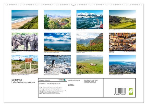 Produktbild: S&uuml;dafrika - Urlaubsimpressionen (hochwertiger Premium Wandkalender 2026 DIN A2 quer), Kunstdruck in Hochglanz